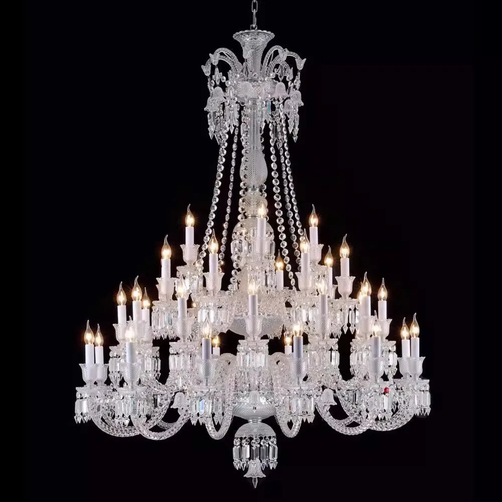 European Crystal Chandelier Living Room Dining Room Bedroom Villa Staircase Lamps White Candle Study Light Transparent Luminaire