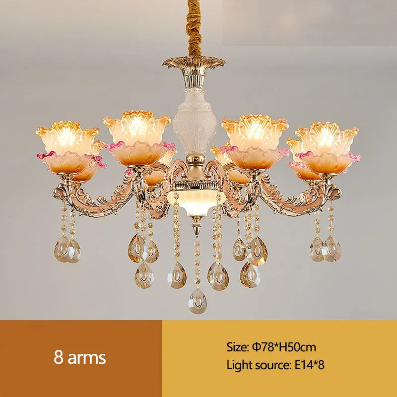 New Bedroom Chandelier  European Luxurious Atmospheric Lighting Fixture Home Living Room Dining Room Light Luxury Crystal Lamps