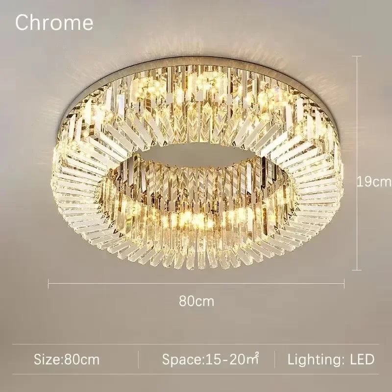 Luxury Circular Crystal LED Ceiling Lamp Living Room Restaurant Bedroom Lobby High-end Chandelier Modern Art Decor Light Fixture