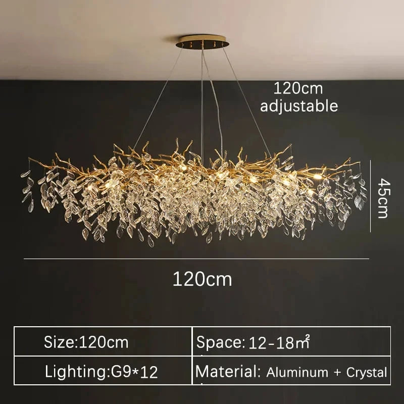 New Crystal Branch Chandeliers French Art Room Decoration Light Luxury for Living Room Bedroom Villa Crystal Pendant Lamp