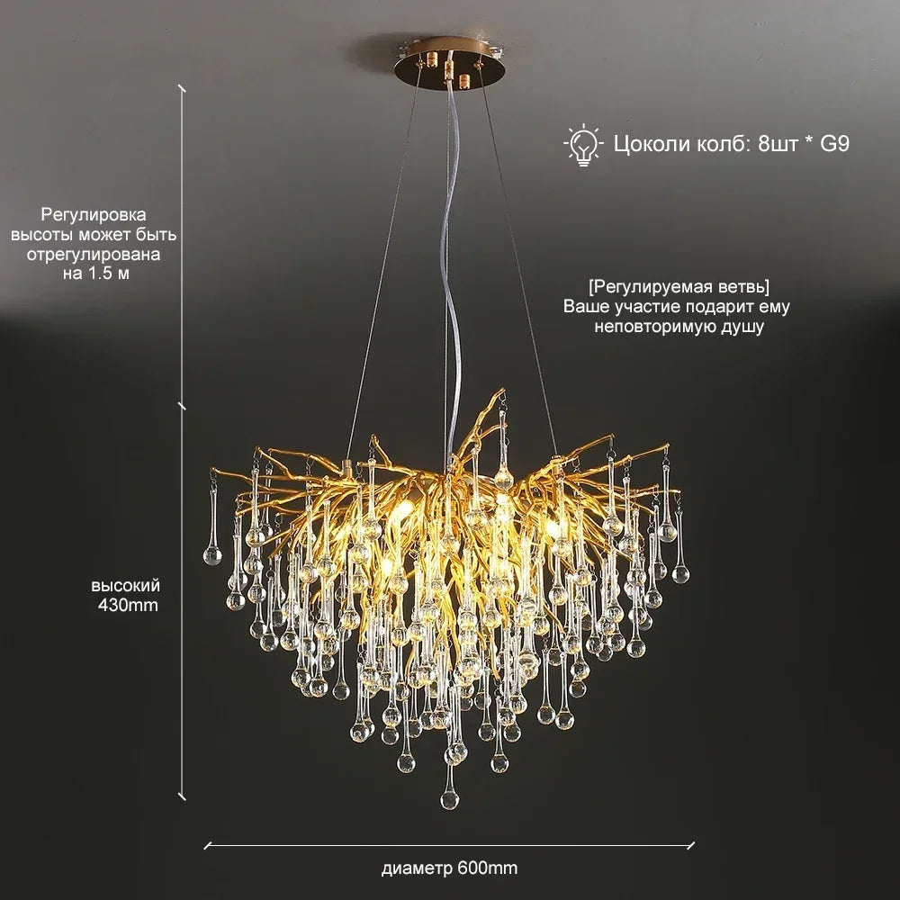 Postmodern luxury gold crystal chandelier Nordic design home decoration living room hotel lobby lighting restaurant chandelier