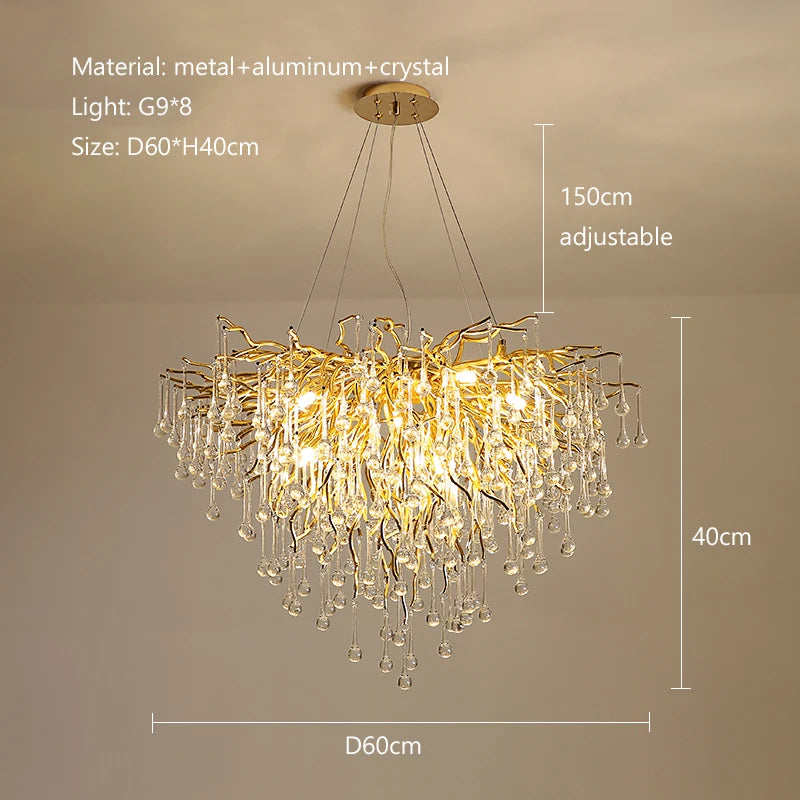 Modern Luxury Crystal Chandelier Living Dining Room Bedroom Crystal Led Ceiling Pendant Lamp Home Decor Hanging Light Fixture
