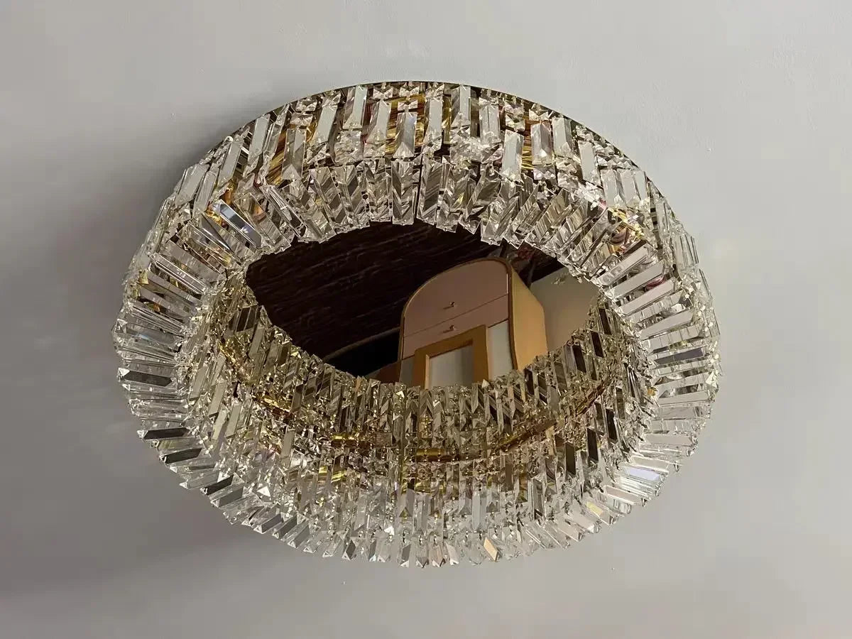 Luxury Circular Crystal LED Ceiling Lamp Living Room Restaurant Bedroom Lobby High-end Chandelier Modern Art Decor Light Fixture