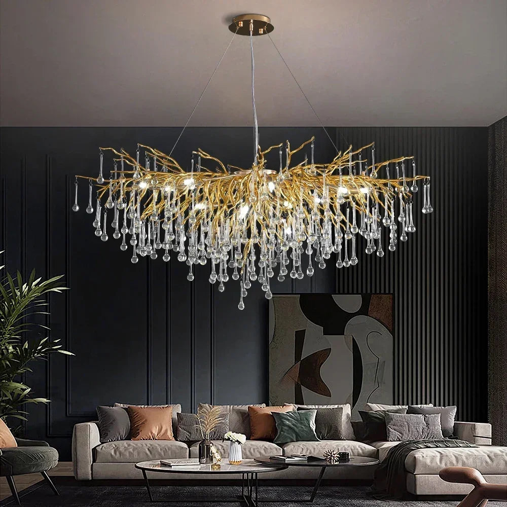 Postmodern luxury gold crystal chandelier Nordic design home decoration living room hotel lobby lighting restaurant chandelier