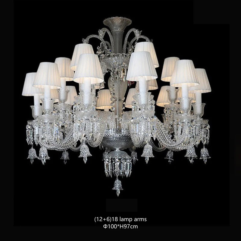 European Crystal Chandelier Living Room Dining Room Bedroom Villa Staircase Lamps White Candle Study Light Transparent Luminaire