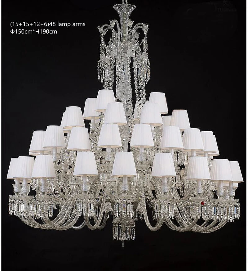 European Crystal Chandelier Living Room Dining Room Bedroom Villa Staircase Lamps White Candle Study Light Transparent Luminaire