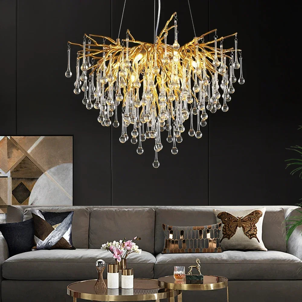 Postmodern luxury gold crystal chandelier Nordic design home decoration living room hotel lobby lighting restaurant chandelier